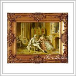 ロココ調　ゴールドダブルフレーム　貴族額絵　キャンバス印刷　Sサイズ55/45cm 　Mサイズ65cm/55cm  246  送料無料