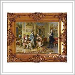 ロココ調　ゴールドダブルフレーム　貴族額絵　キャンバス印刷　Sサイズ55/45cm 　Mサイズ65cm/55cm  252  送料無料