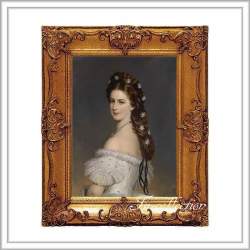 ロココ調　ゴールドダブルフレーム　エリザベート額絵　キャンバス印刷　Sサイズ45/55cm 　Mサイズ55cm/65cm  eliz509  送料無料
