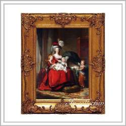 ロココ調　ゴールドダブルフレーム　マリーアントワネット額絵　キャンバス印刷　Sサイズ45/55cm 　Mサイズ55cm/65cm  maf3  送料無料