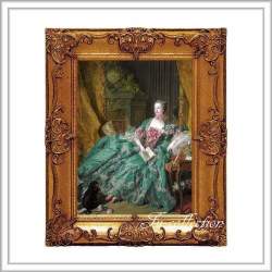 ロココ調　ゴールドダブルフレーム　ポンパドール夫人額絵　キャンバス印刷　Sサイズ45/55cm 　Mサイズ55cm/65cm  po1  送料無料