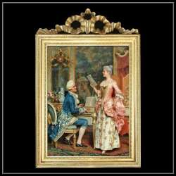 即納　トップモチーフ　ゴールドフレーム　貴族額絵　A6  キャンバスプリント　W37/H55
