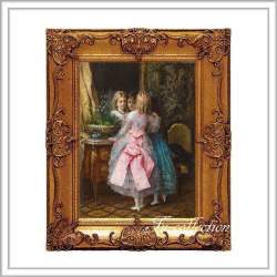 ロココ調　ゴールドダブルフレーム　貴族額絵　キャンバス印刷　Sサイズ45/55cm 　Mサイズ55cm/65cm  452  送料無料