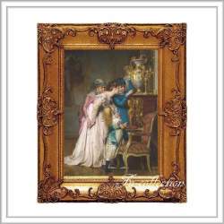 ロココ調　ゴールドダブルフレーム　貴族額絵　キャンバス印刷　Sサイズ45/55cm 　Mサイズ55cm/65cm  700  送料無料