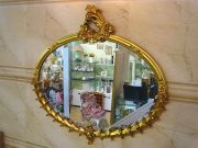 イタリア製　ゴールドウォールミラー　オーバル