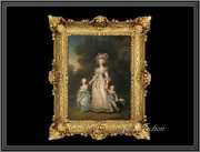 ヨーロッパ名画　マリーアントワネットファミリー  イタリアロココフレーム　キャンバス印刷　アクリル付　56×46 maf3  送料無料