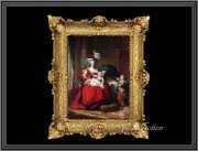 ヨーロッパ名画　マリーアントワネットファミリー  イタリアロココフレーム　キャンバス印刷　アクリル付　56×46 maf4  送料無料