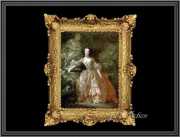 ヨーロッパ名画　ポンパドール夫人肖像画  イタリアロココフレーム　キャンバス印刷　アクリル付　56×46 pompadour1  送料無料