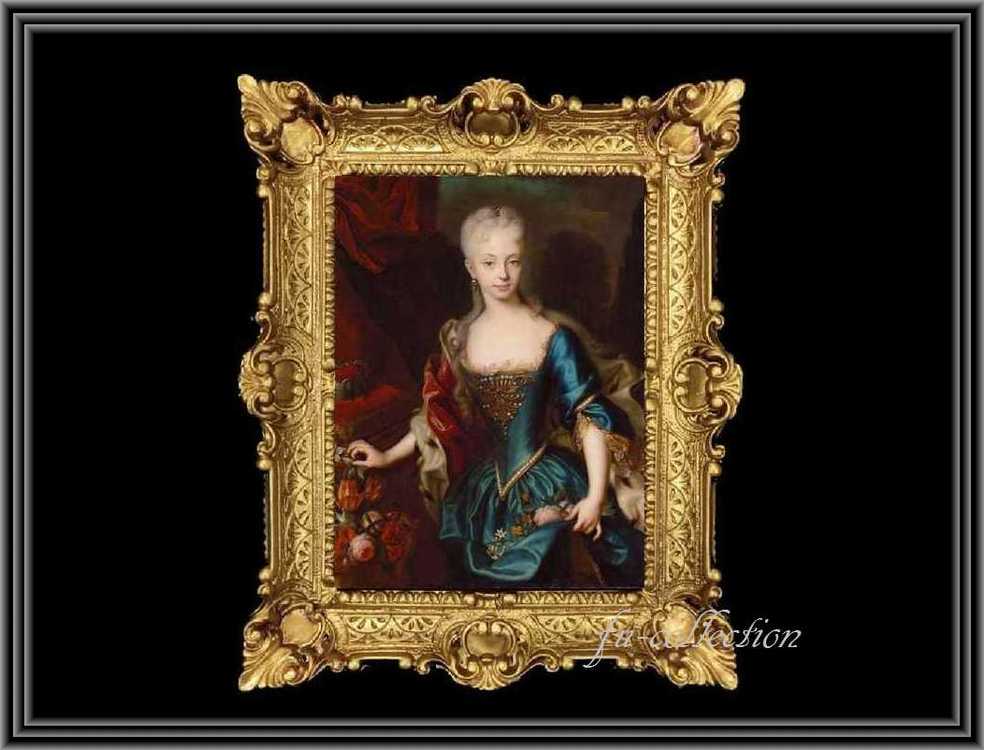 ヨーロッパ名画　マリアテレジア　イタリアロココフレーム　キャンバス印刷　アクリル付　56×46 0001  送料無料