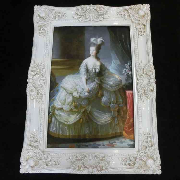 大型アンティークホワイトマリーアントワネット額絵
