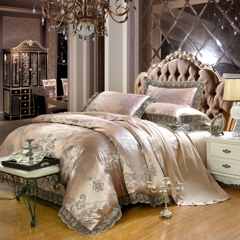 fu-collection】 高級ジャガード織り レースエッジ 掛け布団カバー