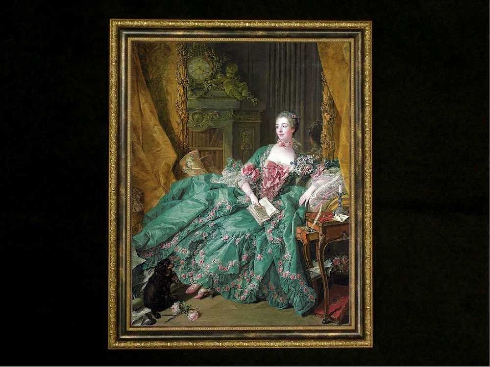 ヨーロッパ名画　ポンパドゥール侯爵夫人の肖像画  118S　46×58  ロココ額絵  送料無料