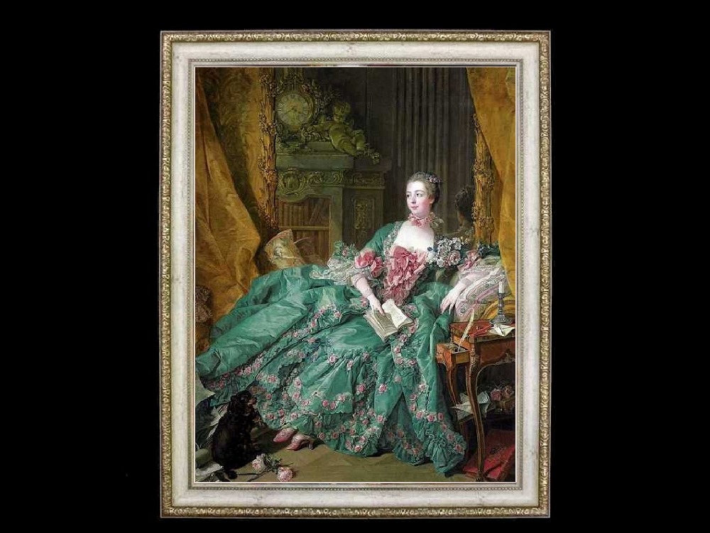 ヨーロッパ名画　ポンパドゥール侯爵夫人の肖像画  118L　78×98  ロココ額絵  送料無料