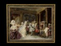 ヨーロッパ絵画　貴族・貴婦人　653S　58×46  ロココ額絵  送料無料