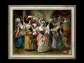 ヨーロッパ絵画　貴族・貴婦人 舞踏会　 925L　98×78  ロココ額絵  送料無料