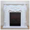 マントルピース　フェイクファイヤー付　ホワイト・ブラウン  暖炉　ロココ　NR  送料無料