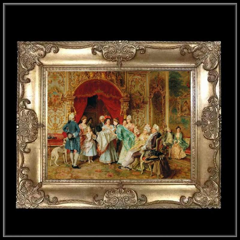 ロココ調　ゴールドダブルフレーム　貴族額絵　キャンバス印刷　Sサイズ55/45cm 　Mサイズ65cm/55cm  42  送料無料