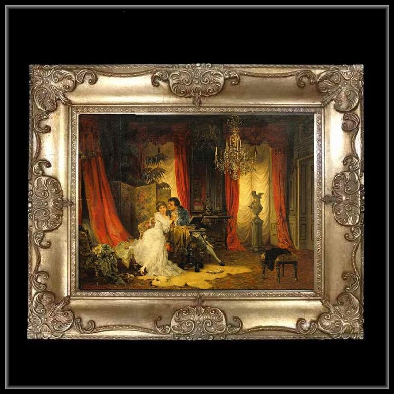 ロココ調　ゴールドダブルフレーム　貴族額絵　キャンバス印刷　Sサイズ55/45cm 　Mサイズ65cm/55cm  46  送料無料