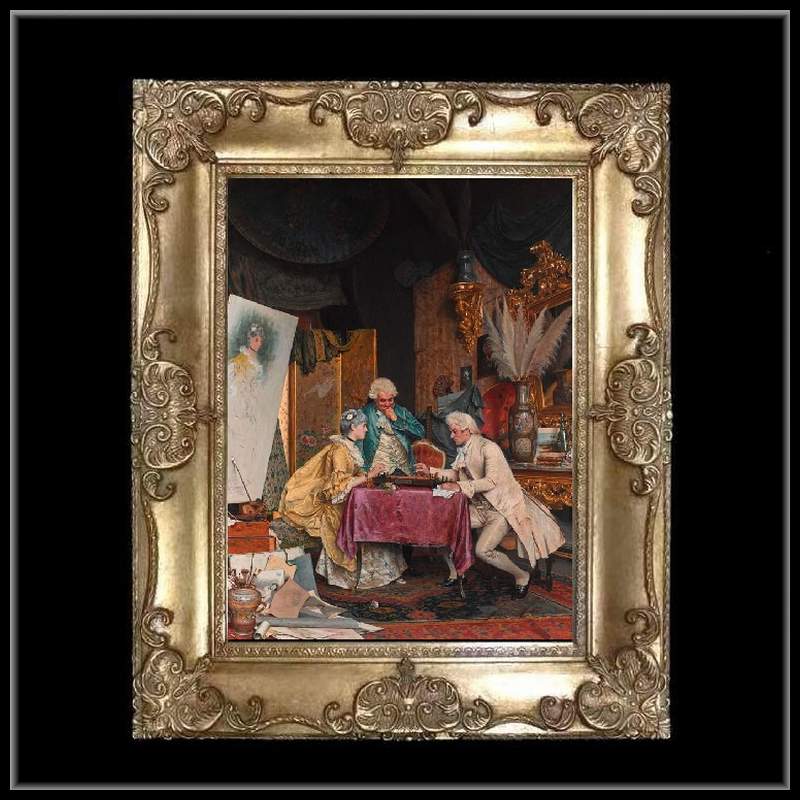 ロココ調　ゴールドダブルフレーム　貴族の額絵　キャンバス印刷　Sサイズ45/55cm 　Mサイズ55cm/65cm  47  送料無料