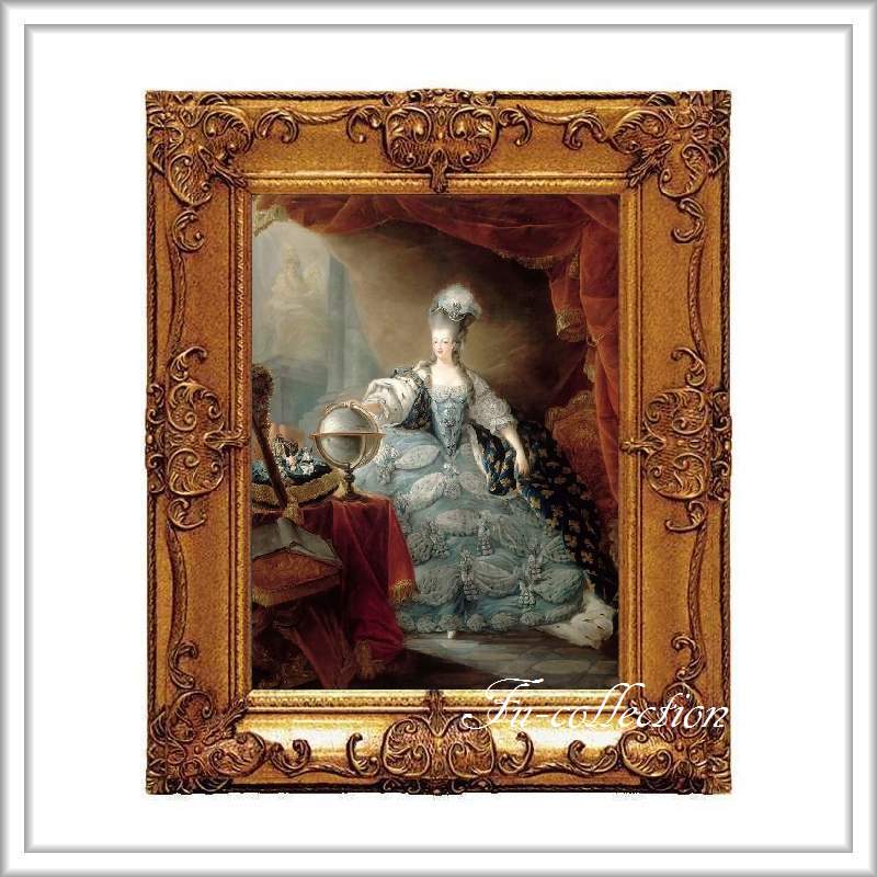 ロココ調　ゴールドダブルフレーム　マリーアントワネット額絵　キャンバス印刷　Sサイズ45/55cm 　Mサイズ55cm/65cm  ma197  送料無料