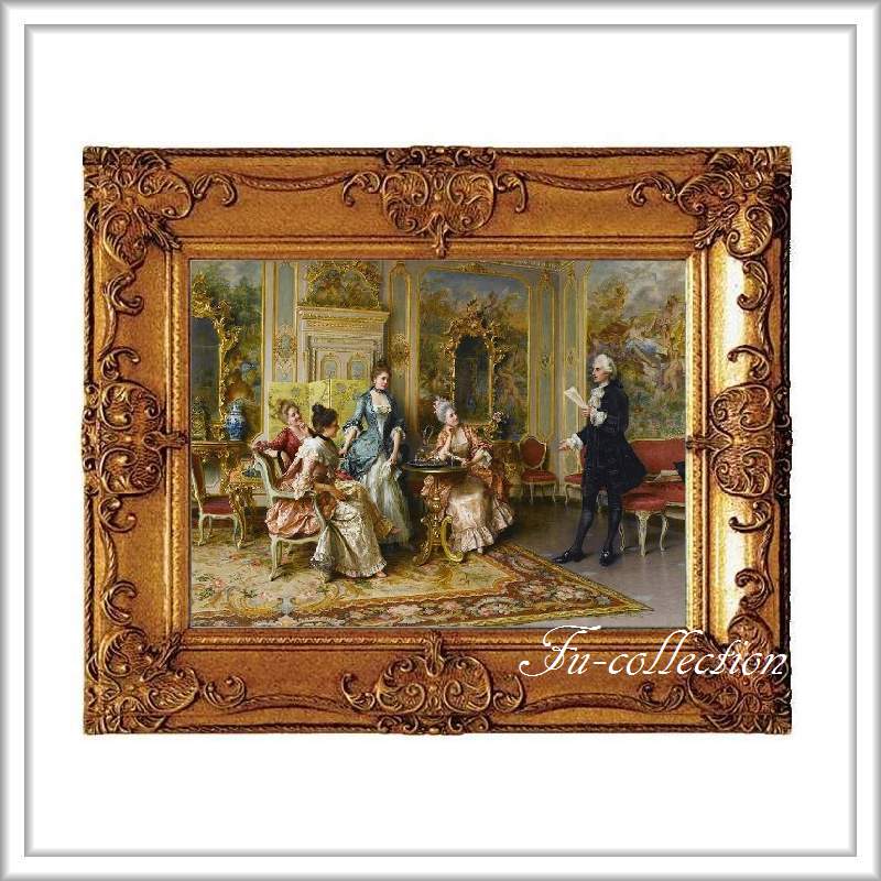 fu-collection】 ヨーロッパ名画 ロココ調 ゴールドダブルフレーム  