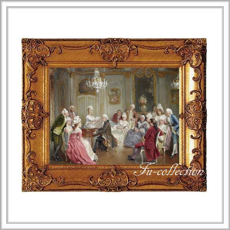 ロココ調　ゴールドダブルフレーム　貴族額絵　キャンバス印刷　Sサイズ55/45cm 　Mサイズ65cm/55cm  276  送料無料