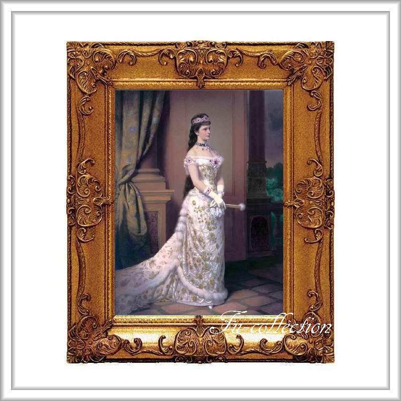 ロココ調　ゴールドダブルフレーム　エリザベート額絵　キャンバス印刷　Sサイズ45/55cm 　Mサイズ55cm/65cm  eliz3  送料無料