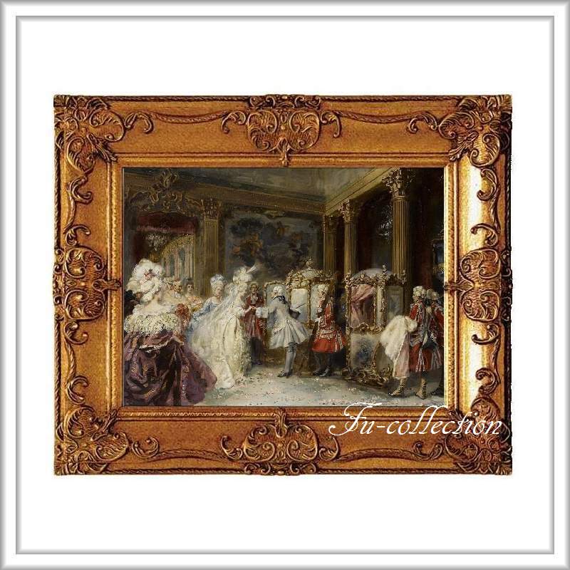 ロココ調　ゴールドダブルフレーム　貴族額絵　キャンバス印刷　Sサイズ55/45cm 　Mサイズ65cm/55cm  652  送料無料
