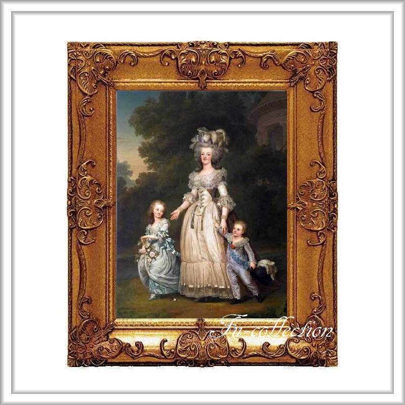 ロココ調　ゴールドダブルフレーム　マリーアントワネット額絵　キャンバス印刷　Sサイズ45/55cm 　Mサイズ55cm/65cm  maf2  送料無料
