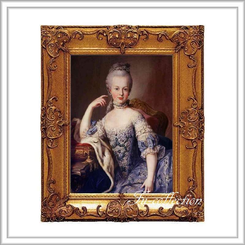 ロココ調　ゴールドダブルフレーム　マリーアントワネット額絵　キャンバス印刷　Sサイズ45/55cm 　Mサイズ55cm/65cm  may  送料無料