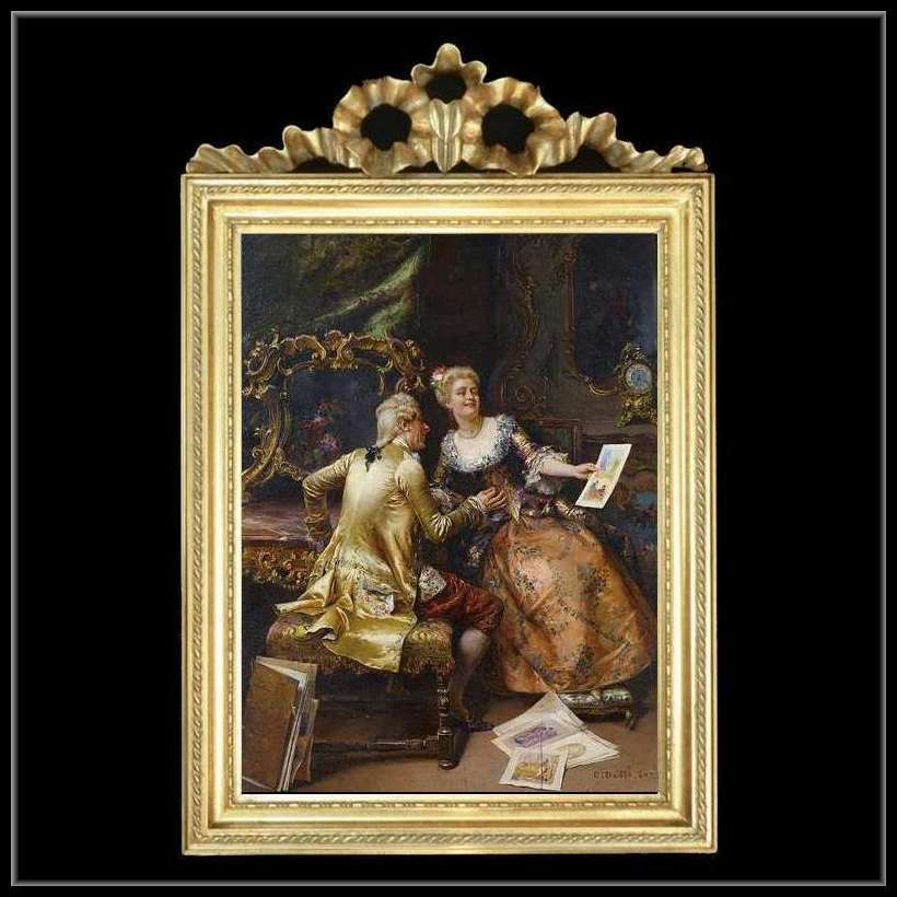 トップモチーフ　ゴールドフレーム　貴族額絵　355  キャンバスプリント　W37/H55