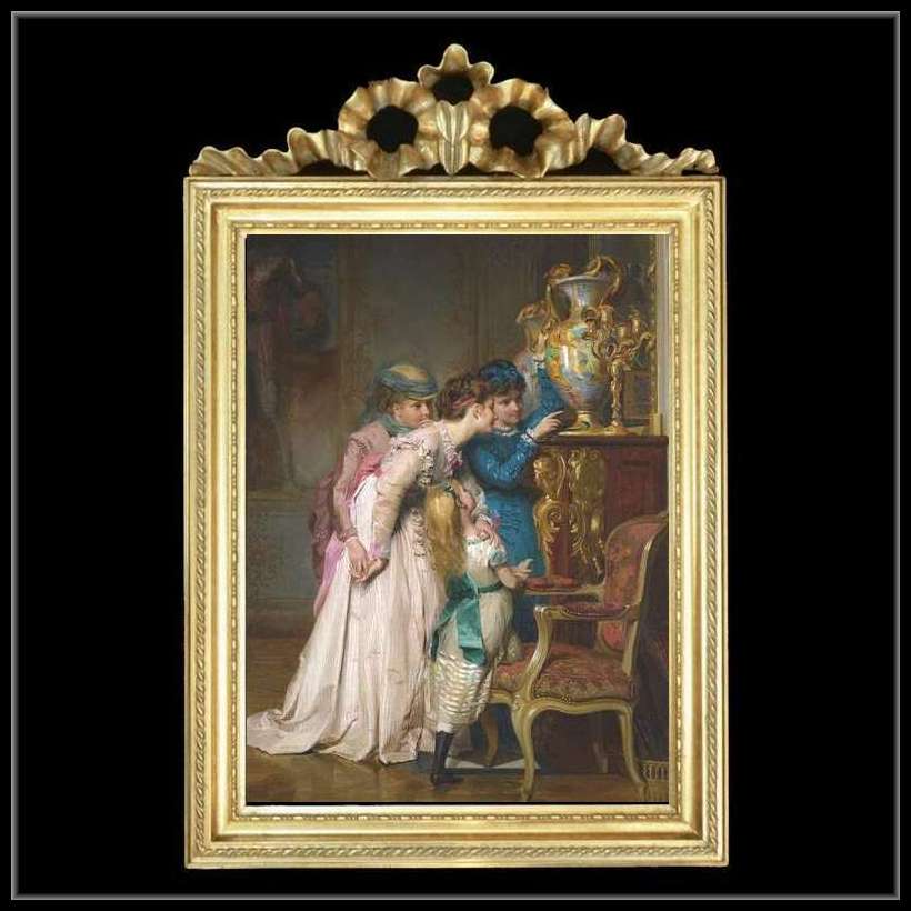 トップモチーフ　ゴールドフレーム　子供たちの額絵　700  キャンバスプリント　W37/H55