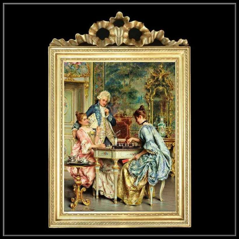 トップモチーフ　ゴールドフレーム　貴族額絵　A5  キャンバスプリント　W37/H55