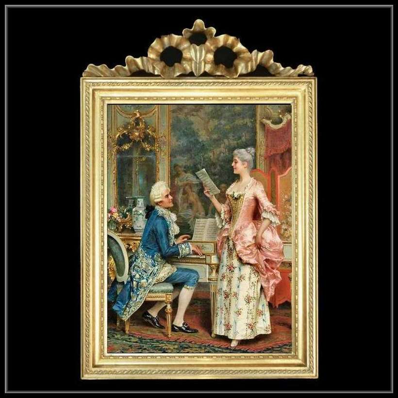 即納　トップモチーフ　ゴールドフレーム　貴族額絵　A6  キャンバスプリント　W37/H55