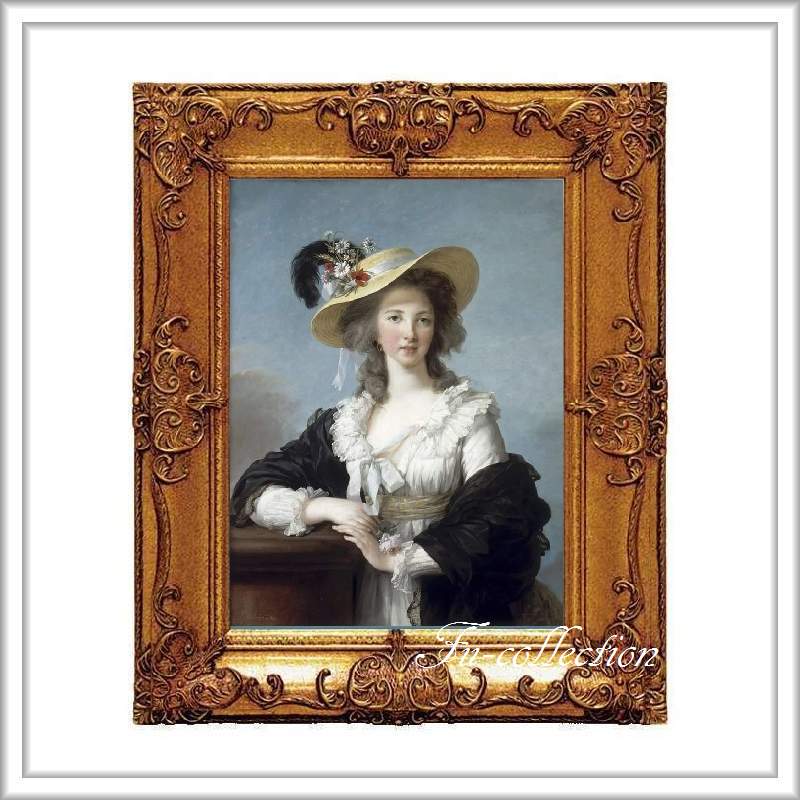 ロココ調　ゴールドダブルフレーム　貴族額絵　キャンバス印刷　Sサイズ45/55cm 　Mサイズ55cm/65cm  385  送料無料