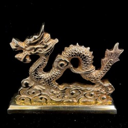 金色のドラゴン彫刻 金属製 中国 金龍 摆件 风水 4寸半座金龍 中国風水開運グッズ・雑貨のお店 鴻韻堂