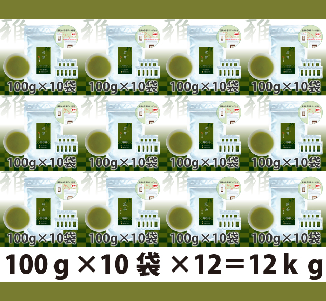 パウダー茶　インスタント茶　【雅シリーズ】業務用　風雅園　粉末煎茶(粉末緑茶) 【給茶機対応】　2000杯分（100g×10）×12箱