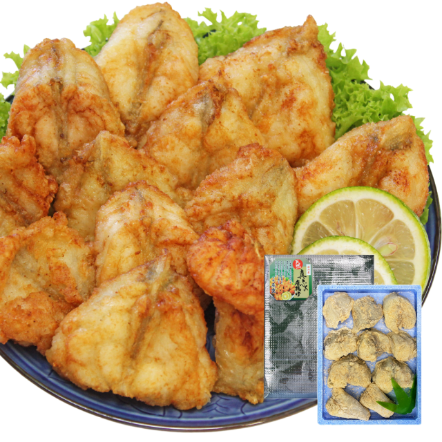 国産 天然真ふぐ唐揚ブツ切500g（骨あり）／下関工場直送、株式会社魚重