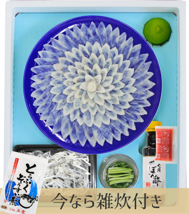 送料無料 《雑炊付き》 国産とらふぐ刺身（3-4人前・30cm高台プラ皿）／下関工場直送、株式会社魚重