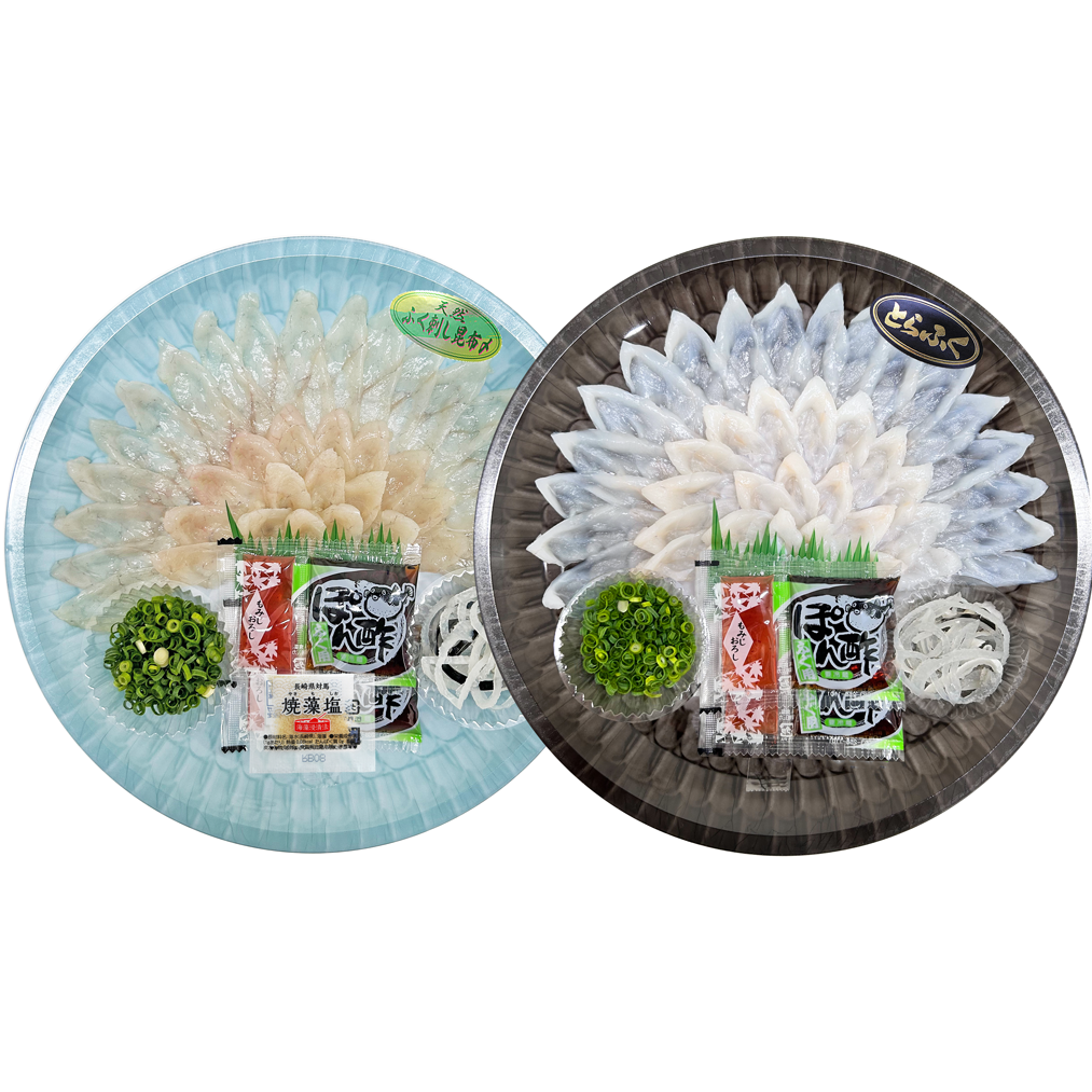 国産ふぐ刺身 ペアセット（とらふぐ刺身と昆布〆刺身）│ふぐの魚重