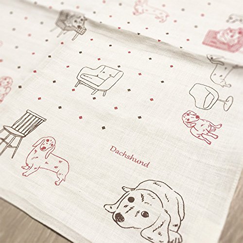 ダックスフンド ハンカチ/麻