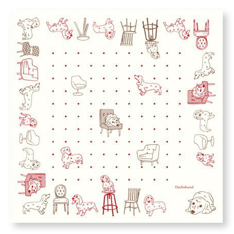 ダックスフンド ハンカチ/麻