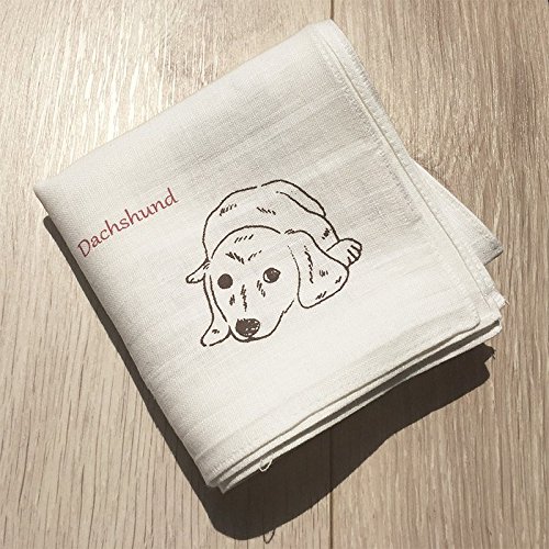 ダックスフンド ハンカチ/麻