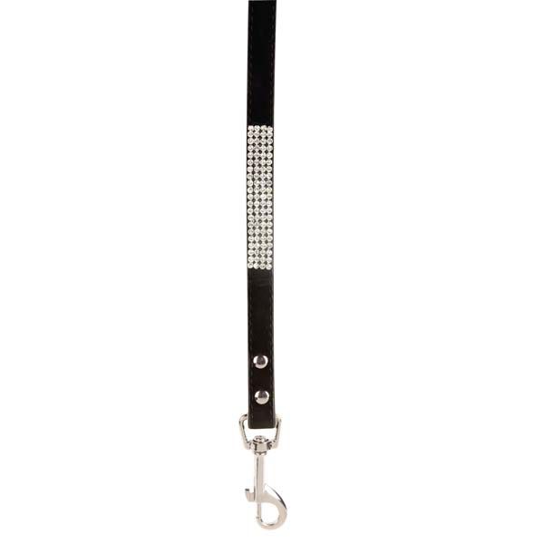 EAST SIDE COLLECTION VELVET RHINESTONE DOG Leads & Collars Set/Black