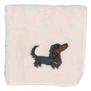 ダックスフンド刺繍入り 今治タオル 生成り ハンカチ