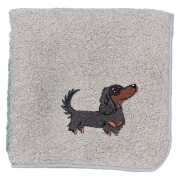 ダックスフンド刺繍入り 今治タオル グレー ハンカチ