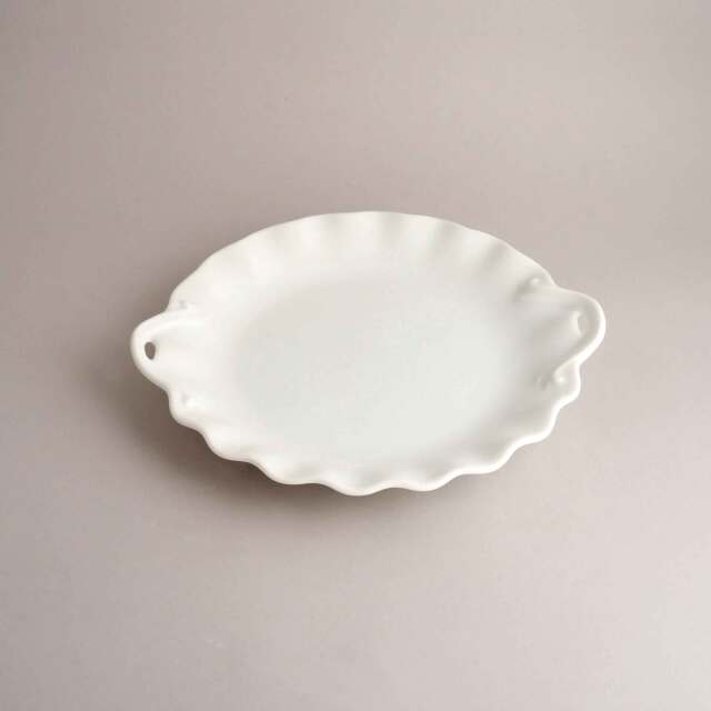 手つきフルリボン皿(絵付・白磁)