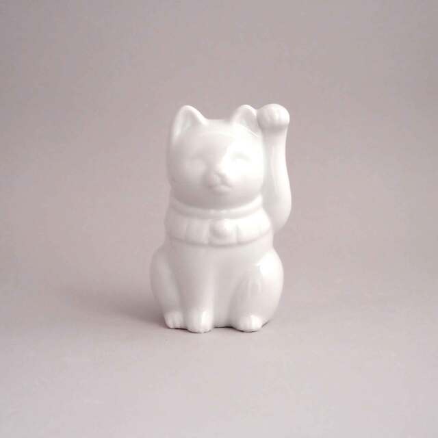 【まとめ買い割引】招き猫 / 白(絵付・白磁)