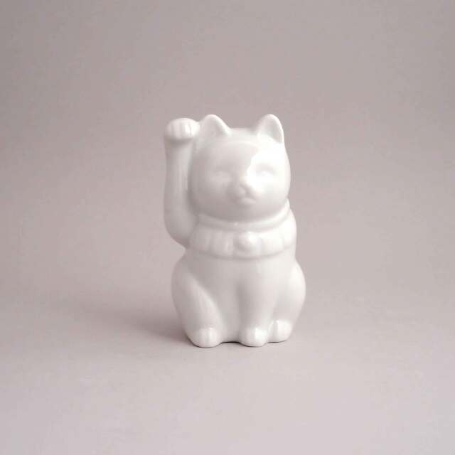 【まとめ買い割引】招き猫(絵付・白磁)