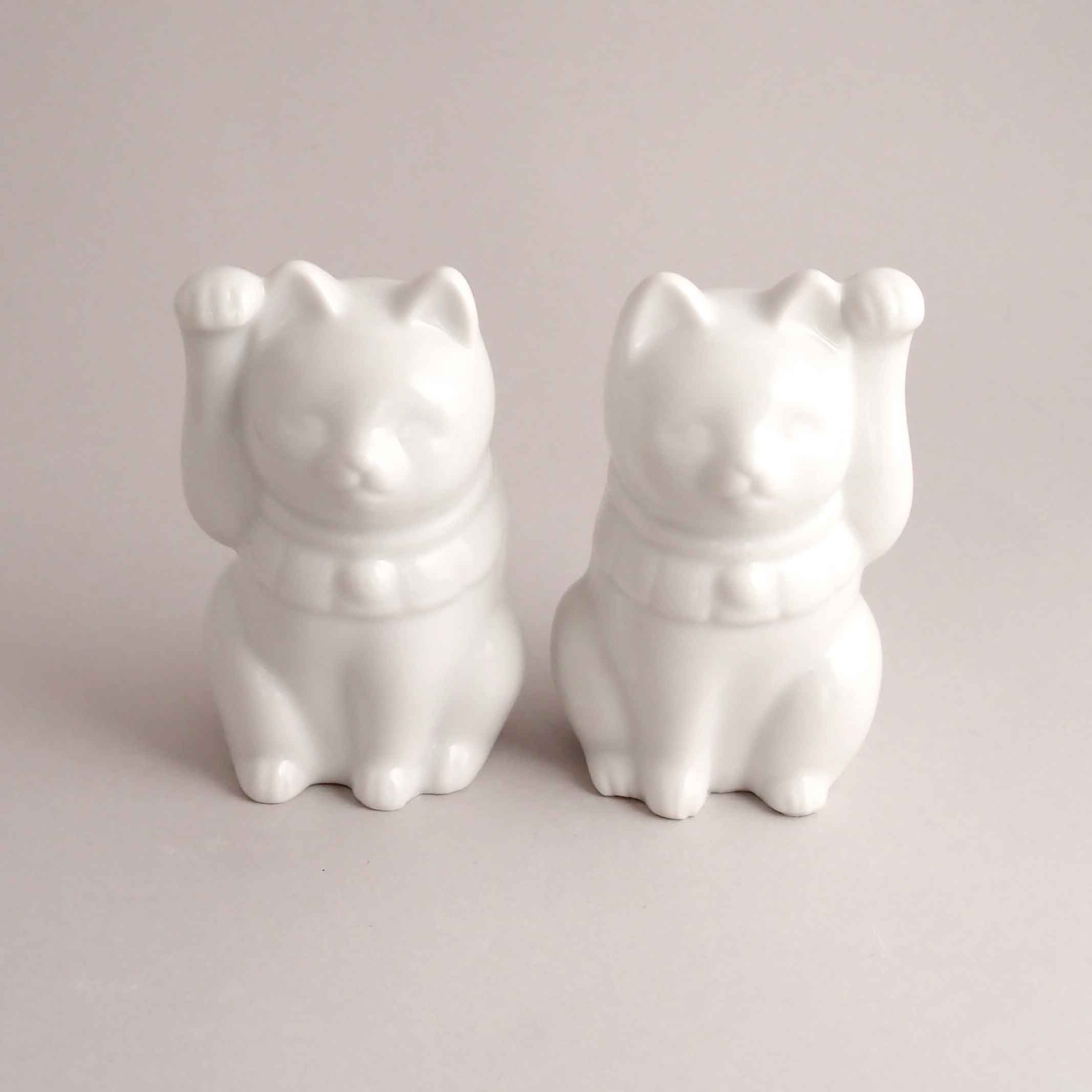 【まとめ買い割引】招き猫(絵付・白磁)